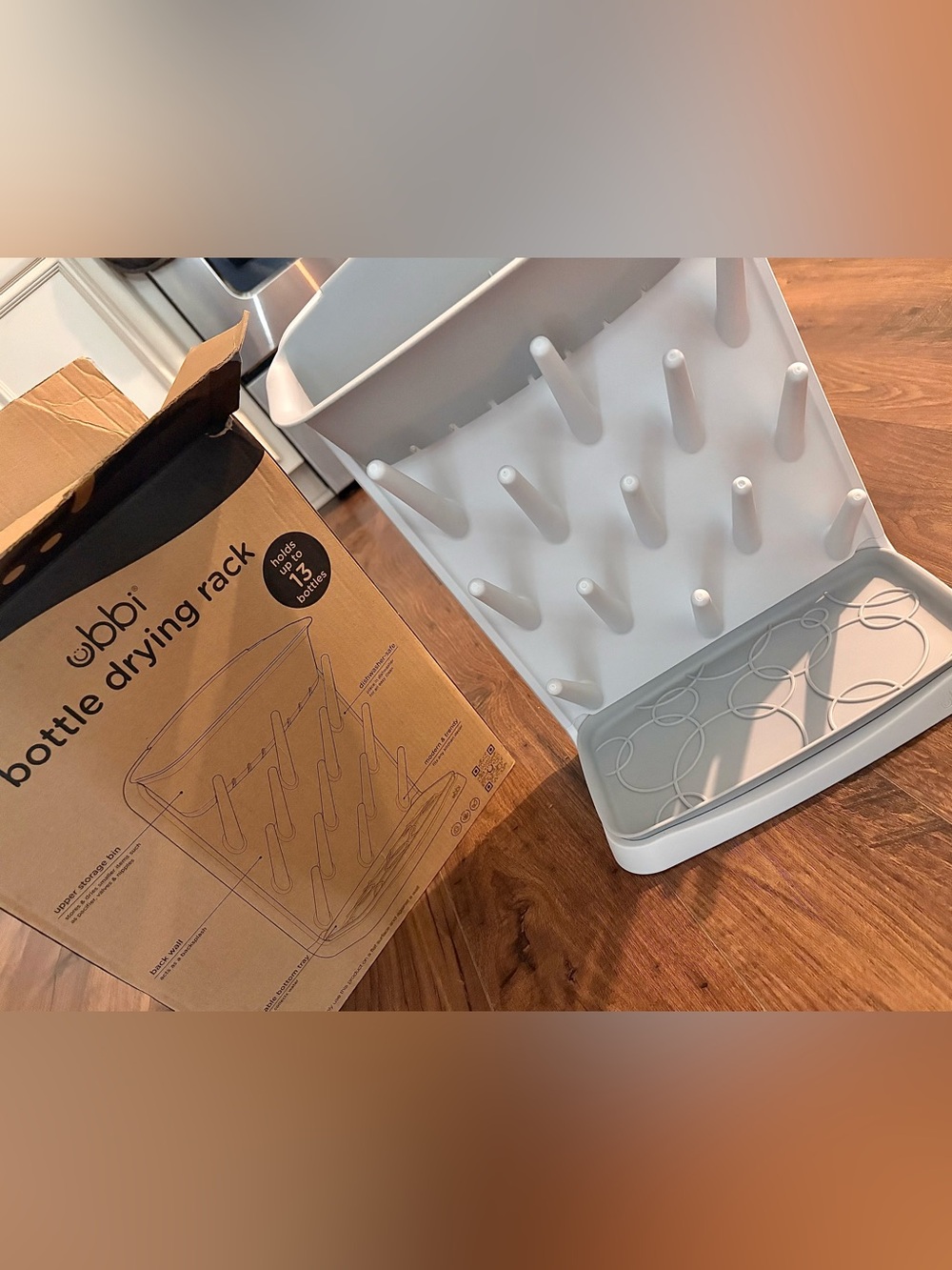 Ubbi White Bottle Drying Rack - Countertop Baby Bottle Organizer